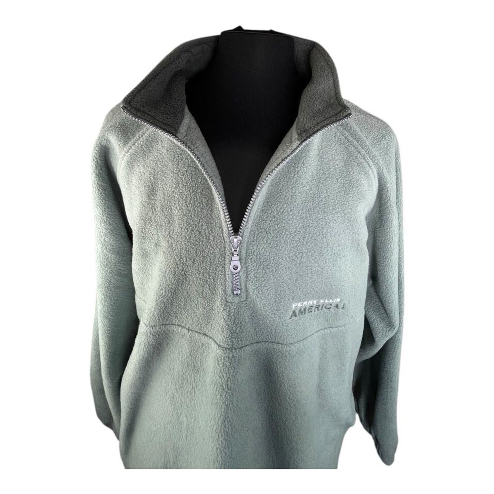 Vintage 90s Perry Ellis America Fleece, quarter zip‎ Sz XXL Sage Green Excellent